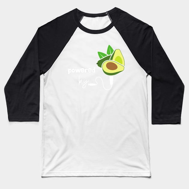 Powered by Avocado Baseball T-Shirt by leBoosh-Designs